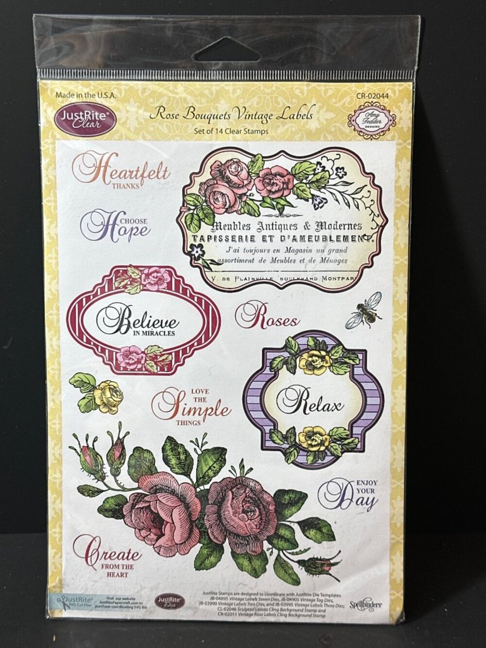 JustRite Vintage Labels Rose Vintage Labels Clear Stamps